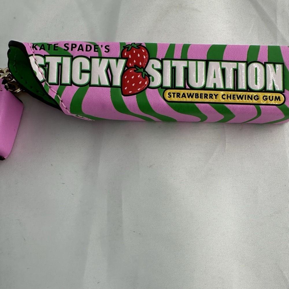 Kate Spade Sticky Situation Chewing Bubble Gum Key Chain Bag Charm Fruit Stripe - Picture 5 of 5